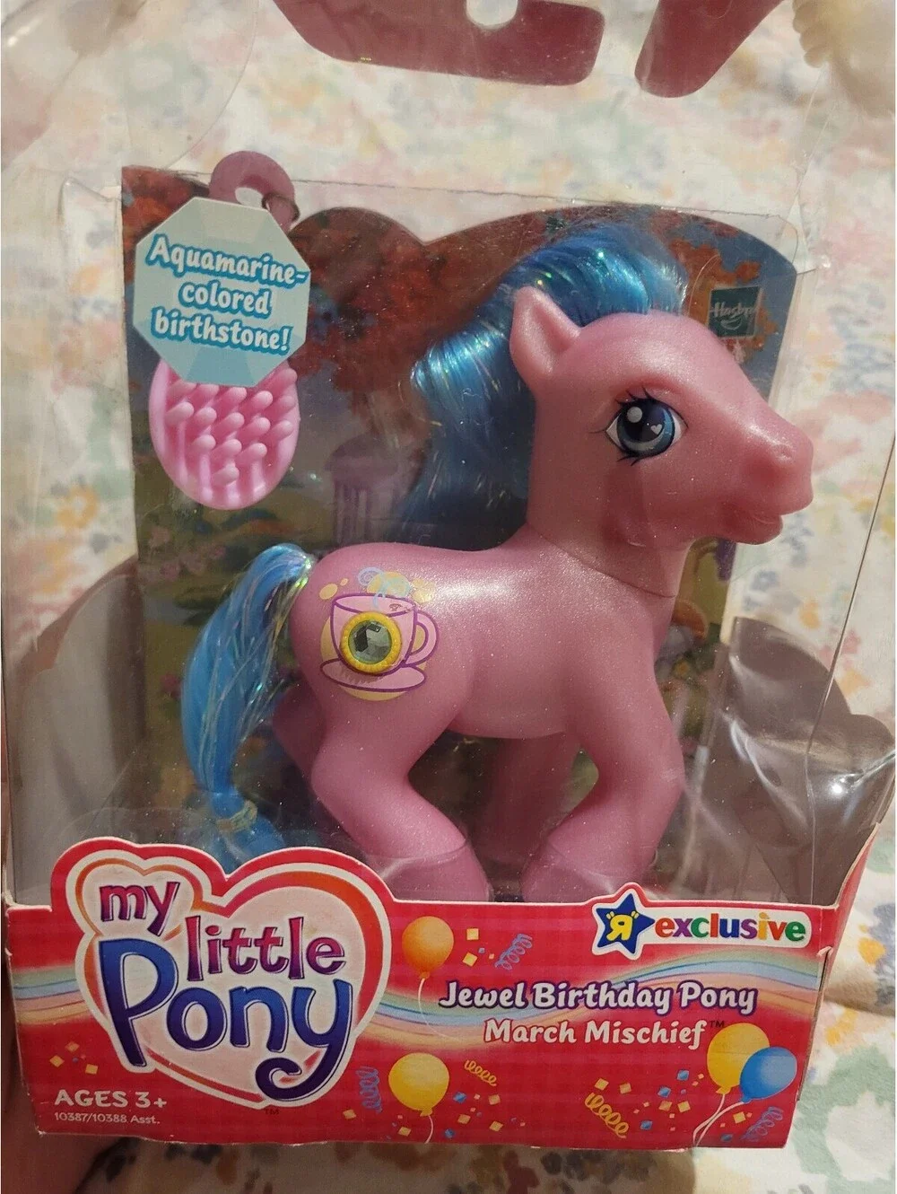 Rare Vtg 2004 My Little Pony Jewel Birthday Pony March Mischief Figure W/Brush